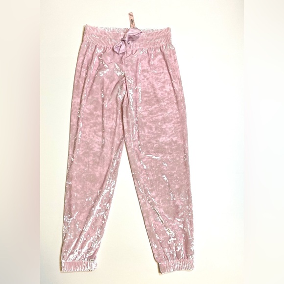 NWT Victorias Secret crushed velvet Jogger lounge pant Sz:XS Pink - Picture 2 of 6